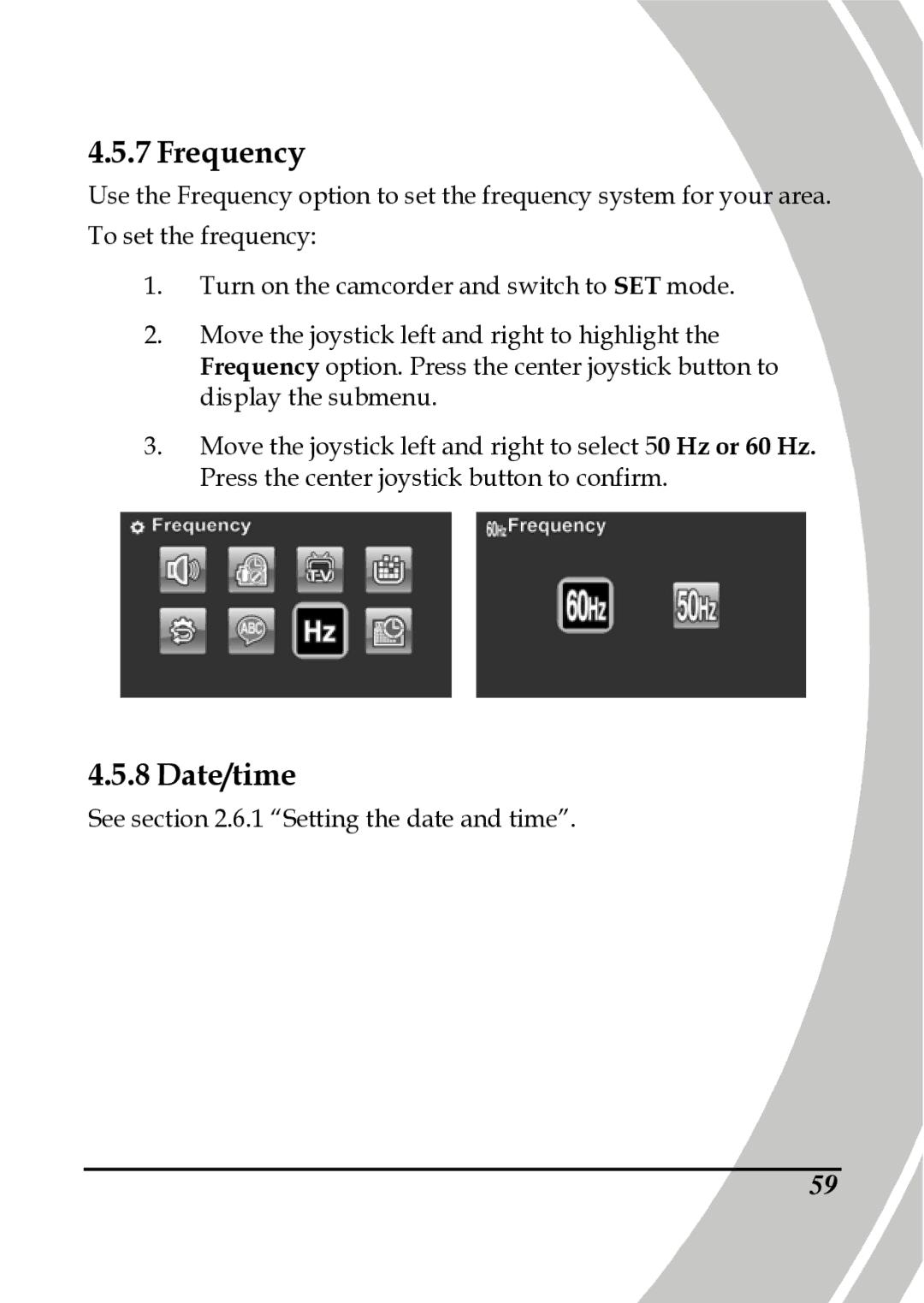 DXG Technology DXG-A85V HD manual Frequency, Date/time 