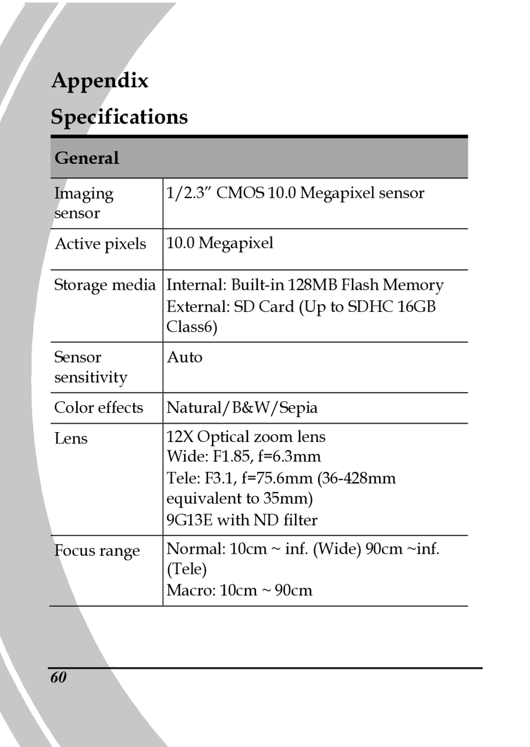 DXG Technology DXG-A85V HD manual Appendix Specifications, General 