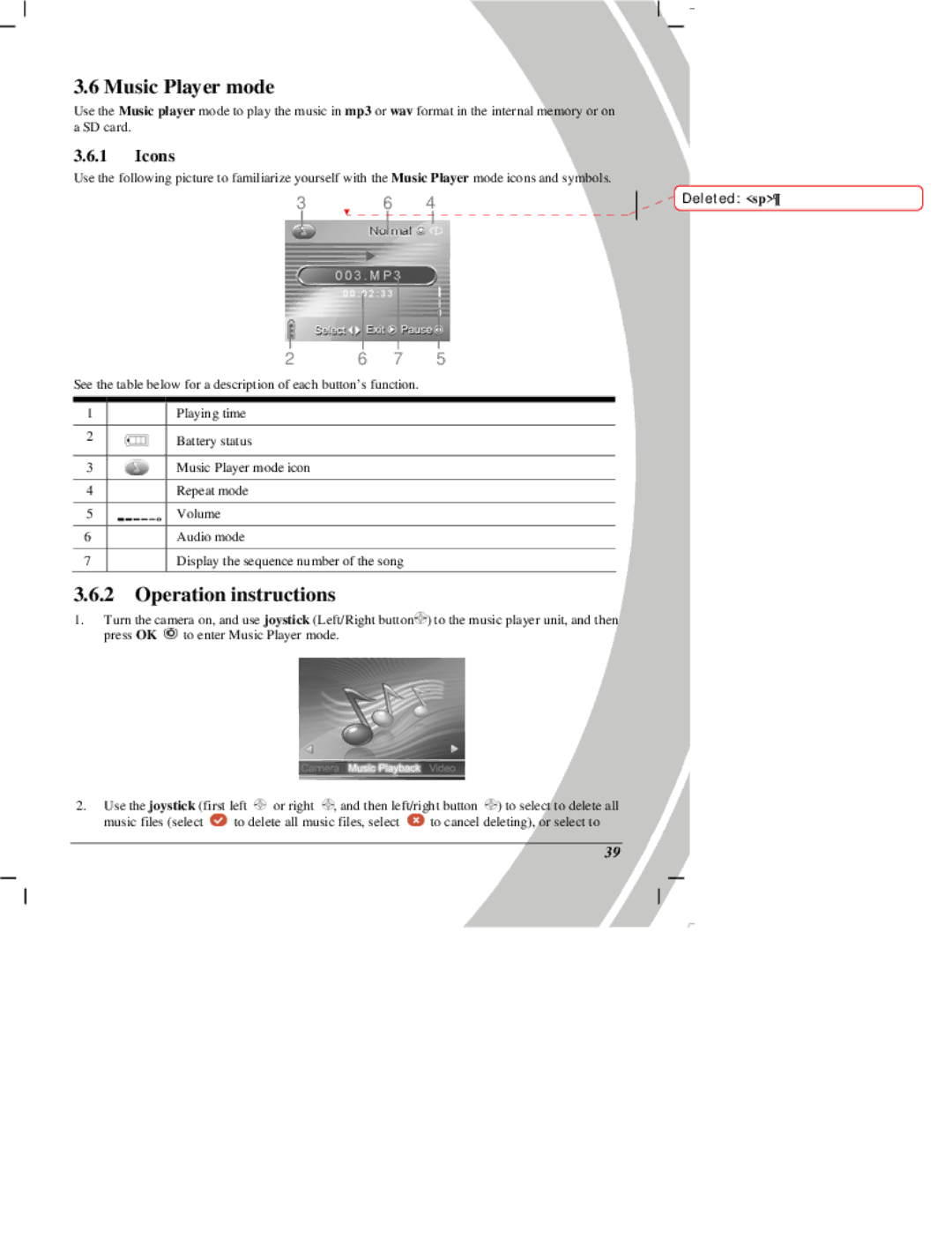 DXG Technology DXG Digital Camera manual Music Player mode, Operation instructions 