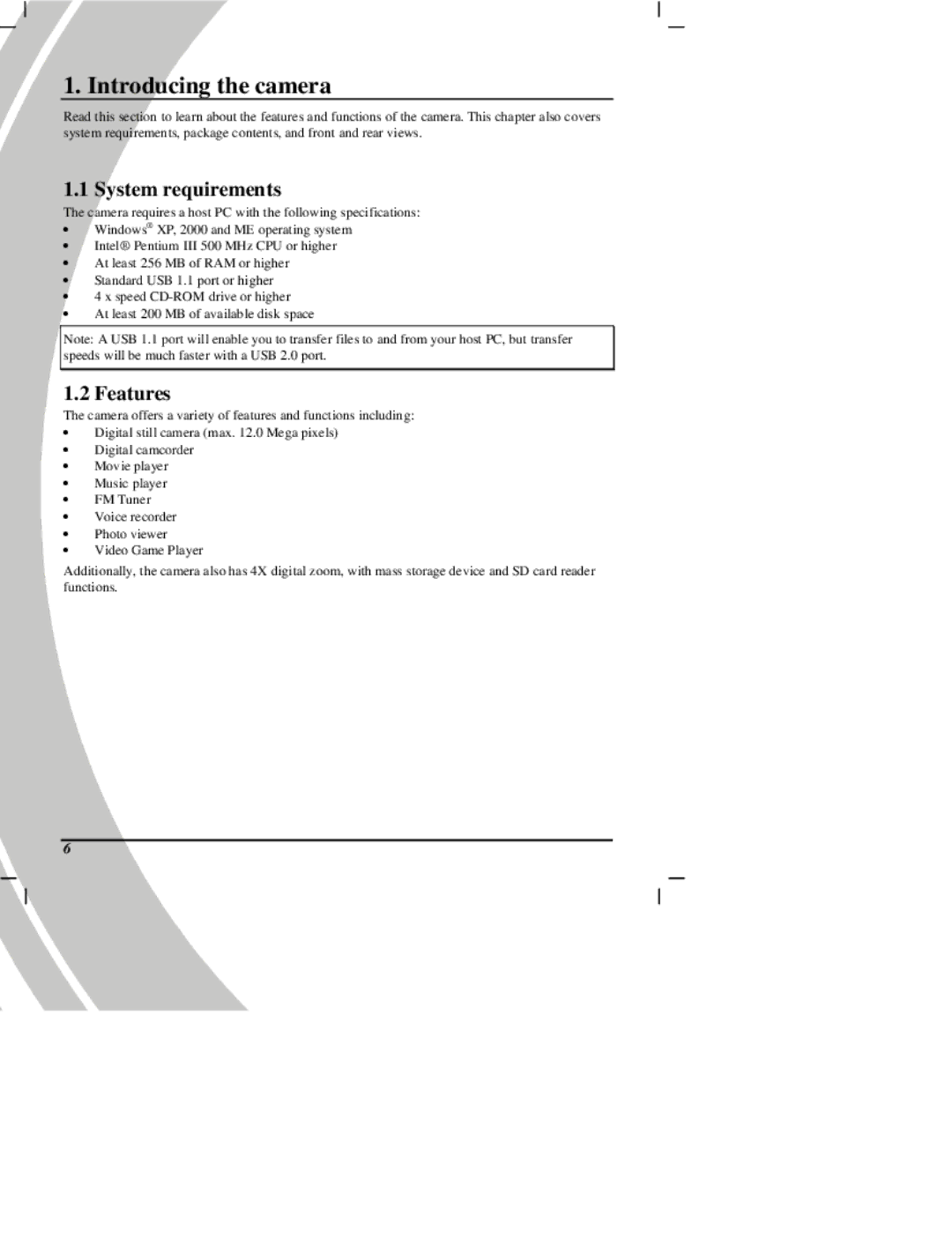 DXG Technology DXG Digital Camera manual Introducing the camera, System requirements, Features 