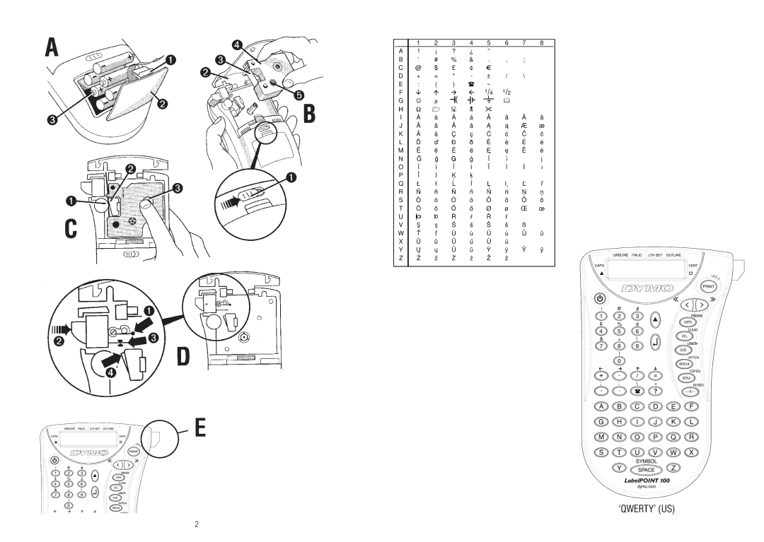 Dymo 100 manual ‘Qwerty’ Us 