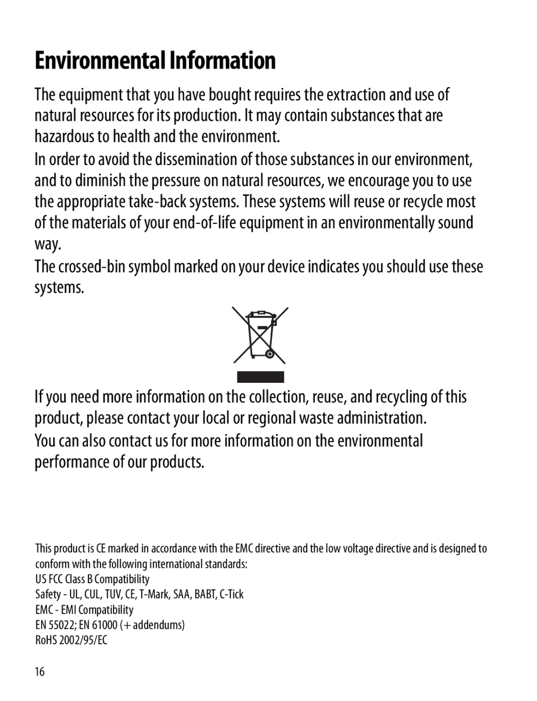 Dymo 120P manual Environmental Information, US FCC Class B Compatibility 