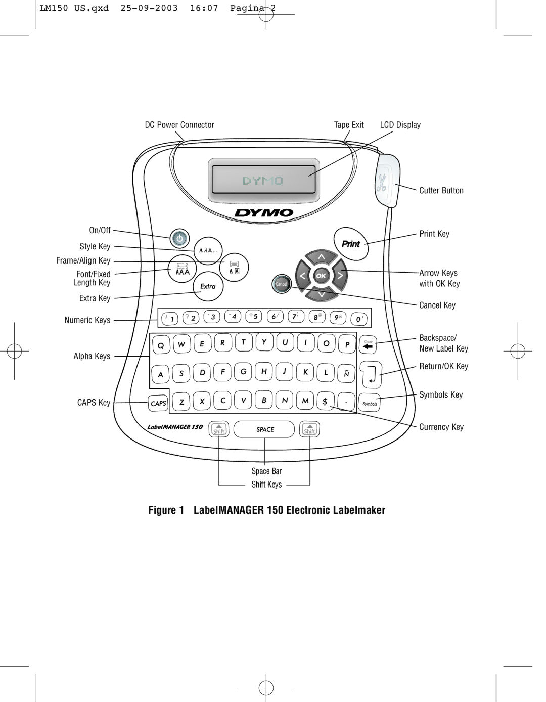 Dymo manual LabelMANAGER 150 Electronic Labelmaker 