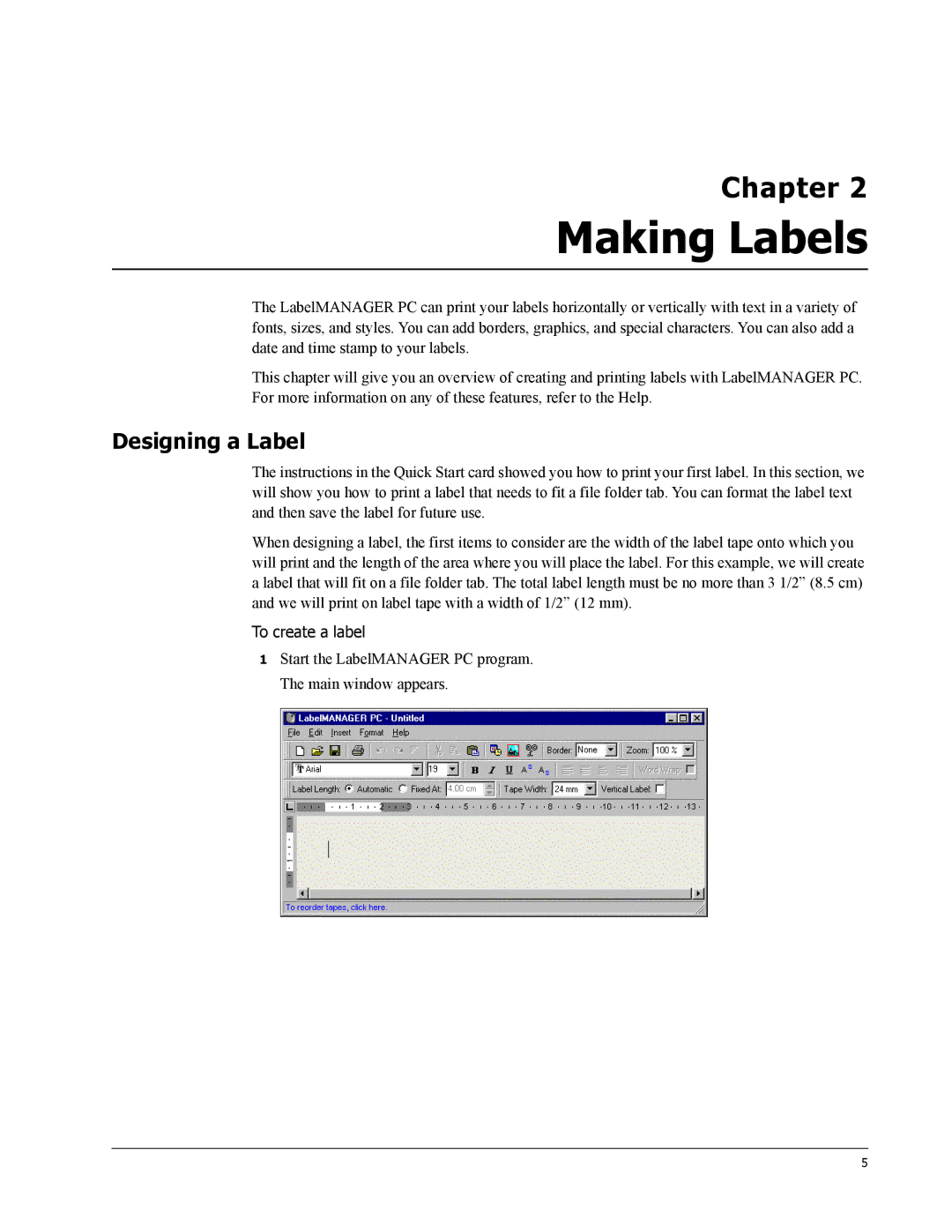 Dymo 18949 manual Making Labels, Designing a Label 