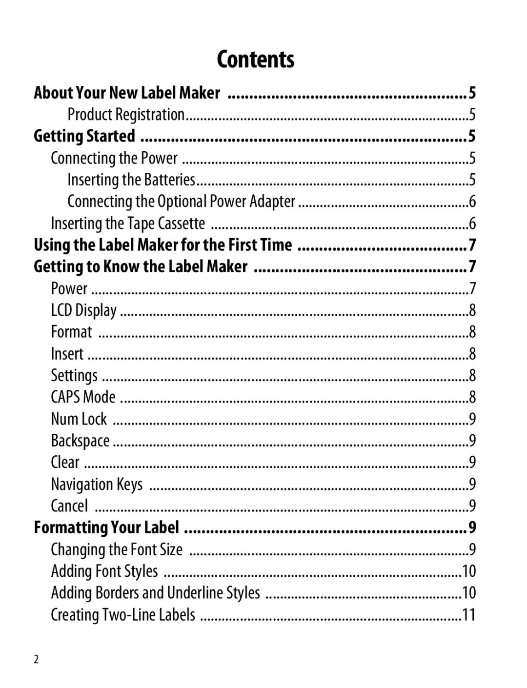 Dymo 220P manual Contents 