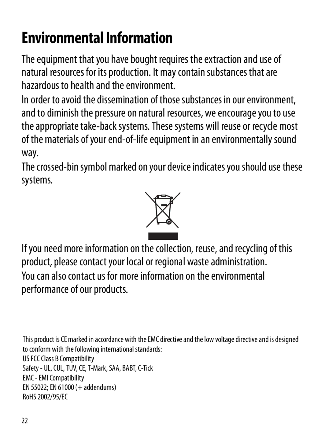 Dymo 220P manual Environmental Information, US FCC Class B Compatibility 