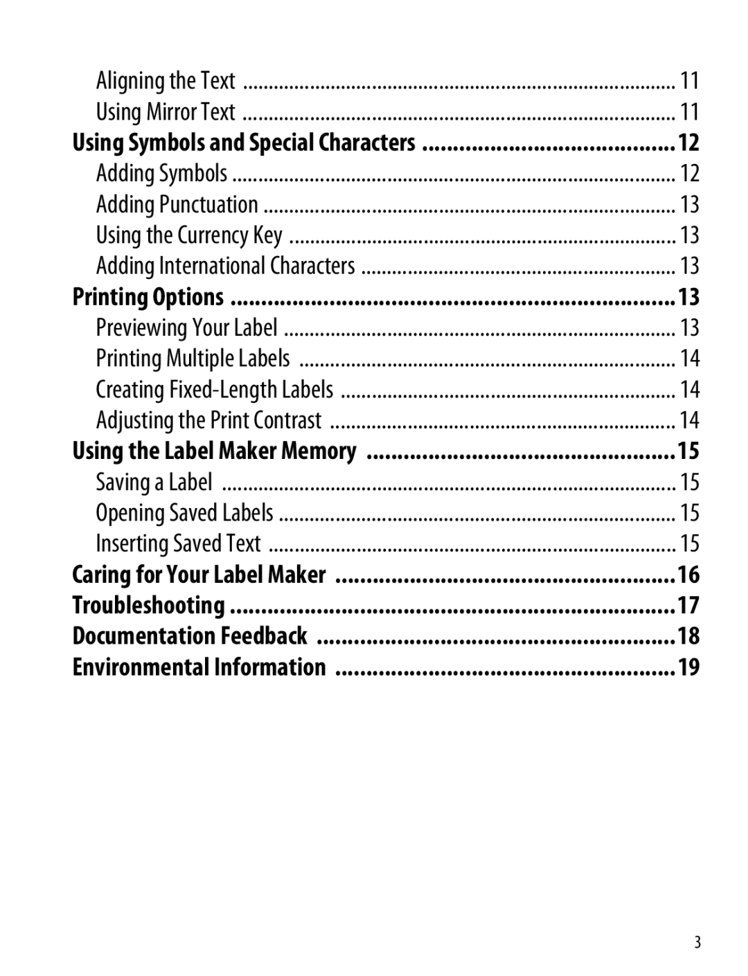 Dymo 220P manual Printing Options 