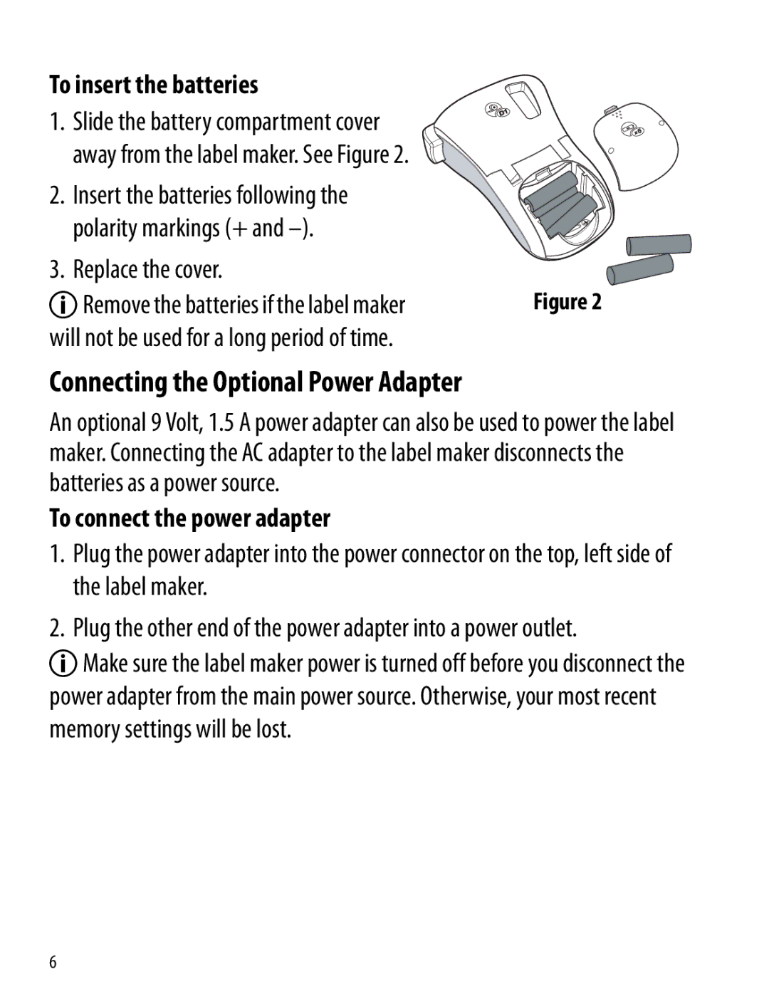 Dymo 220P manual To insert the batteries, Replace the cover, To connect the power adapter 