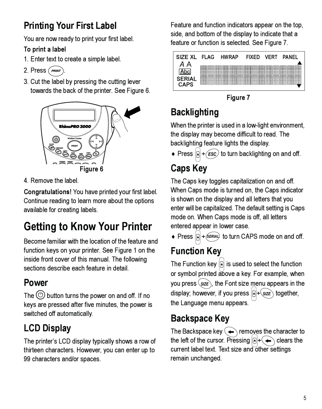 Dymo 3000 instruction manual Getting to Know Your Printer 