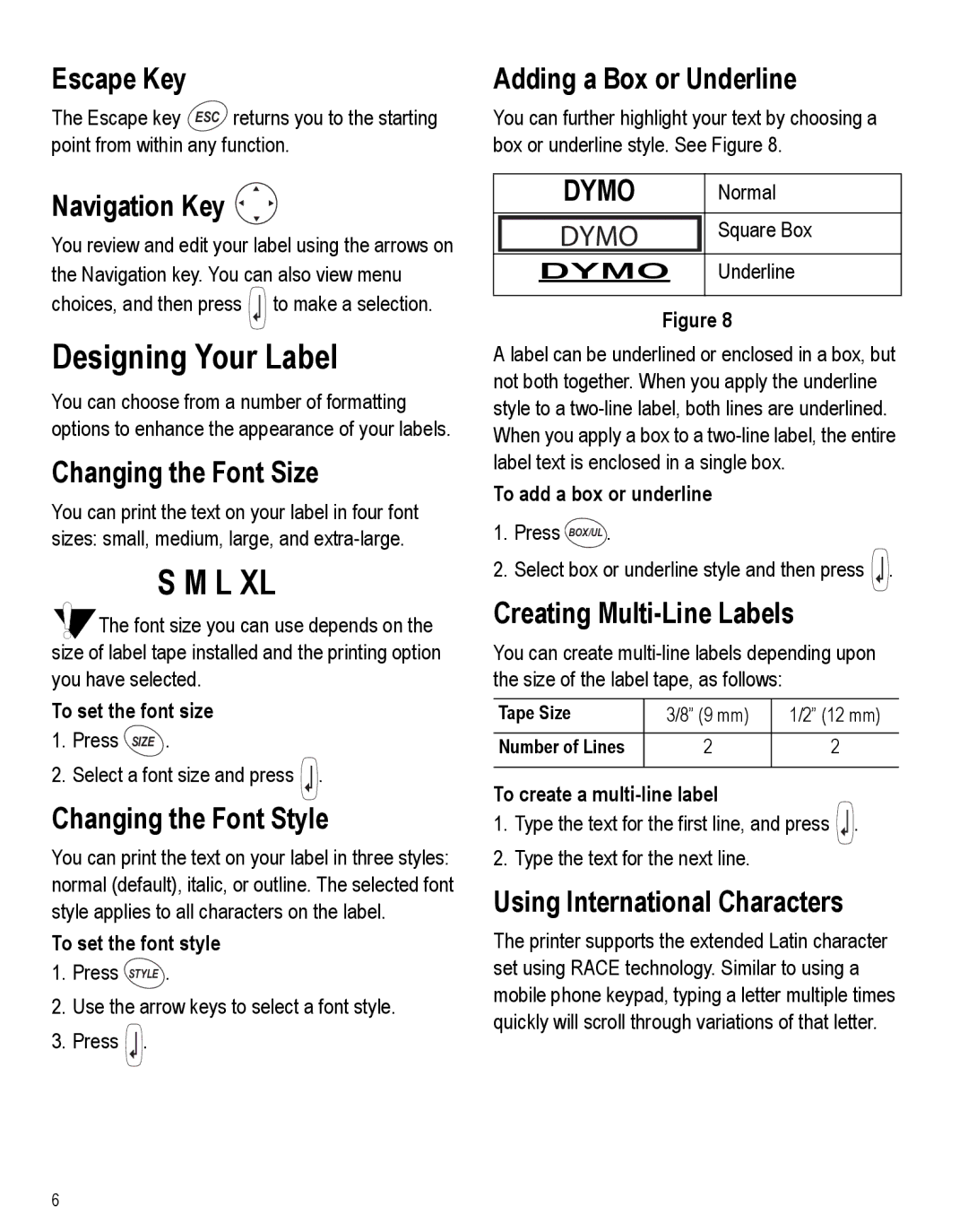 Dymo 3000 instruction manual Designing Your Label 