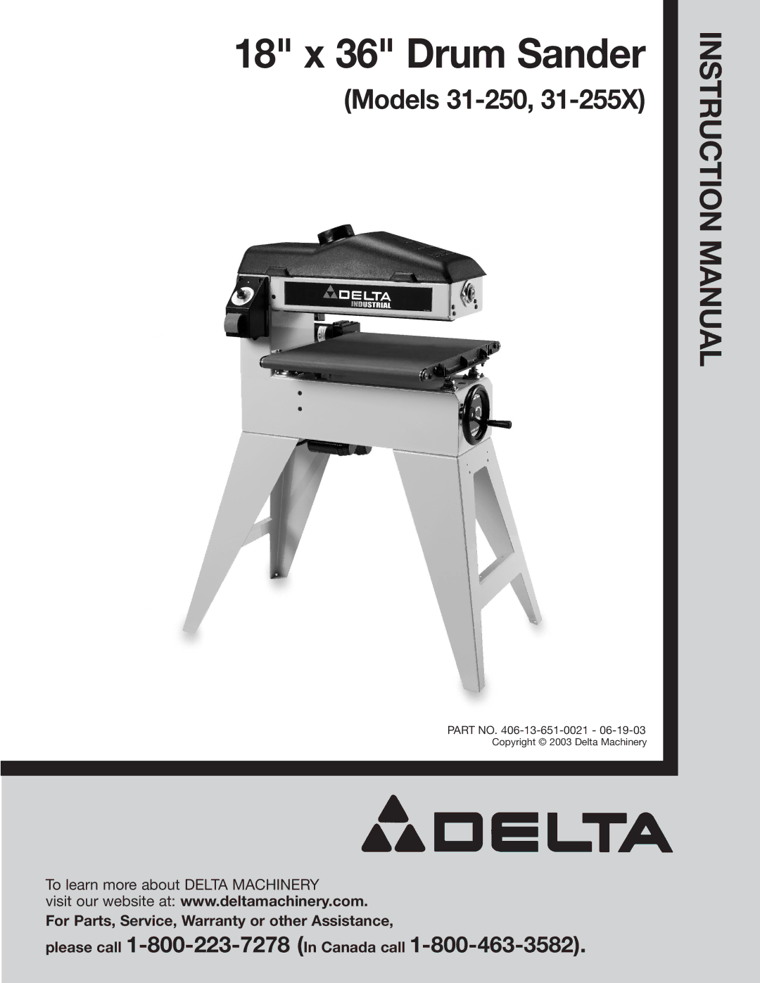 Dymo 31-250 instruction manual 18 x 36 Drum Sander 