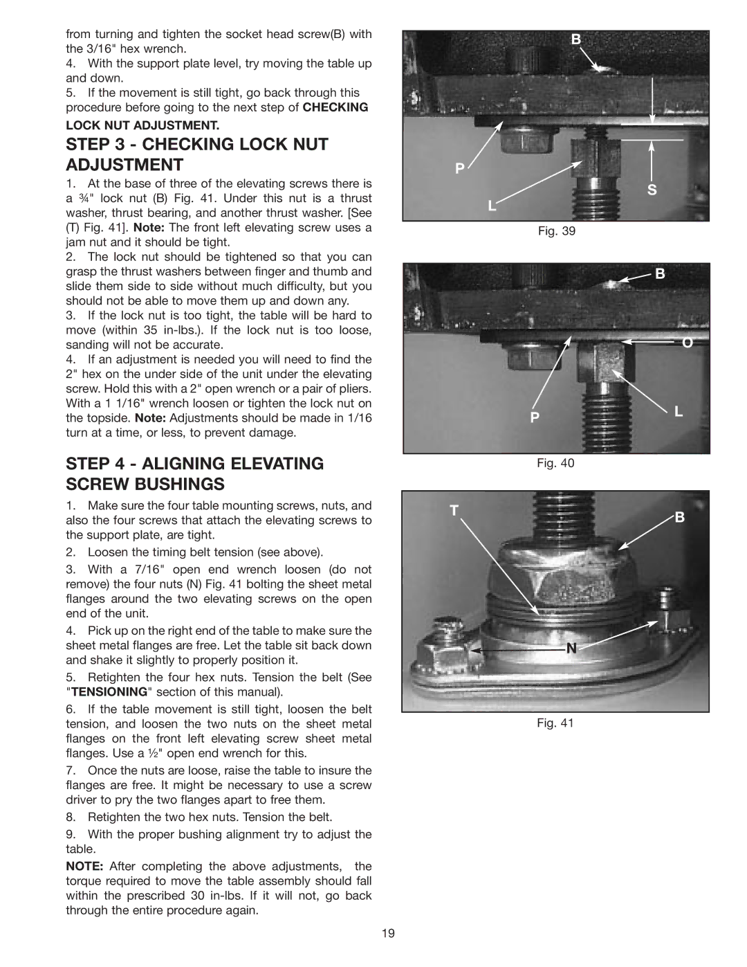 Dymo 31-250 instruction manual Checking Lock NUT Adjustment 