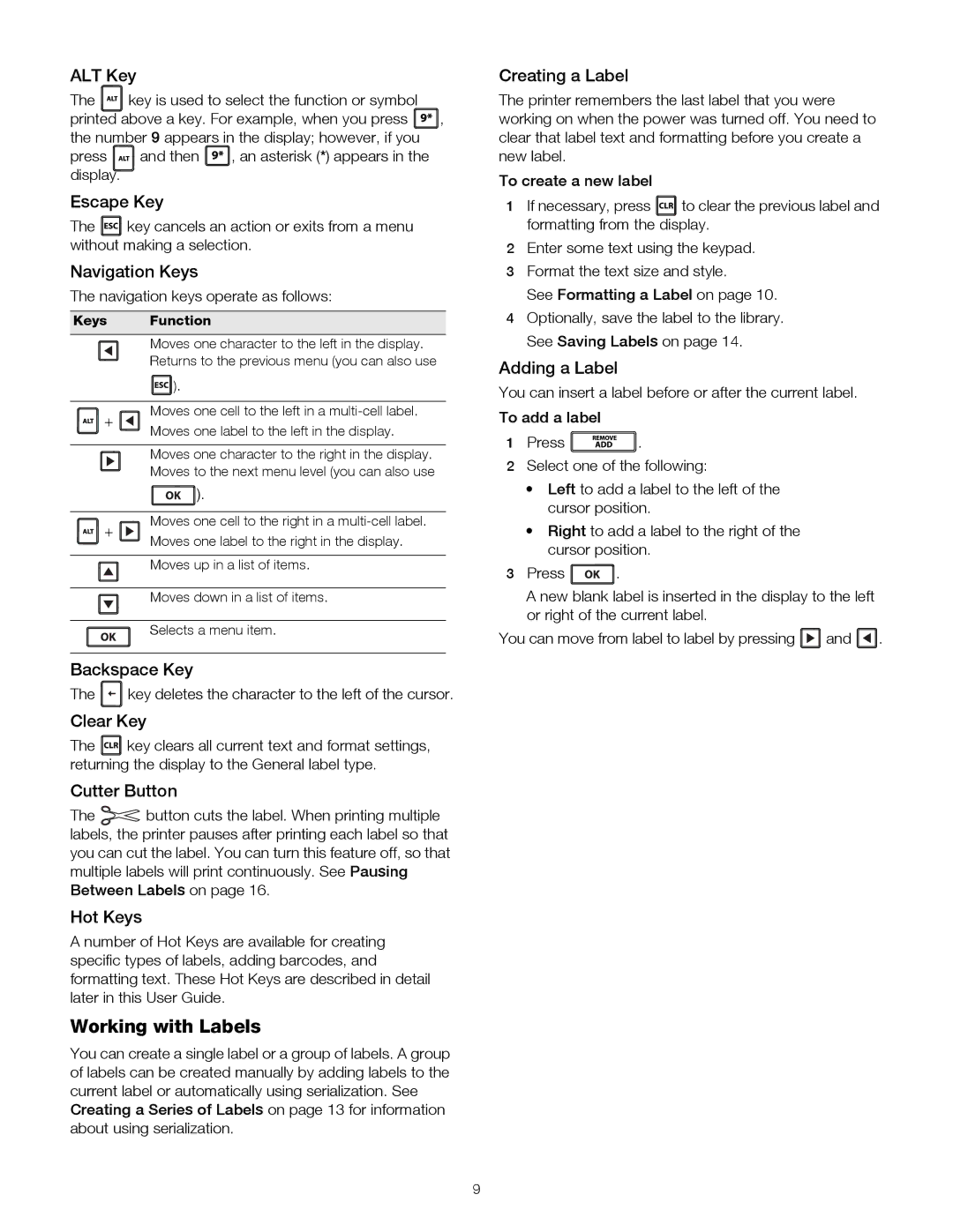 Dymo 4200 manual Working with Labels 