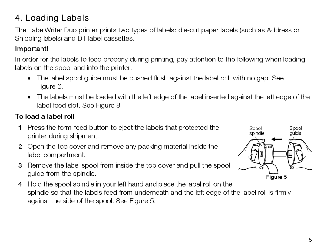 Dymo 450 Duo quick start Loading Labels 