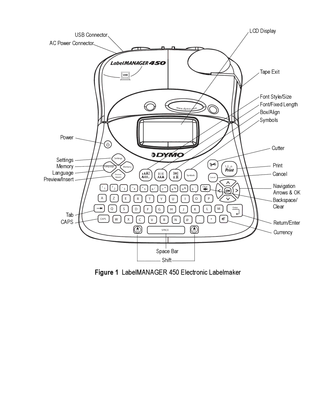 Dymo manual LabelMANAGER 450 Electronic Labelmaker 