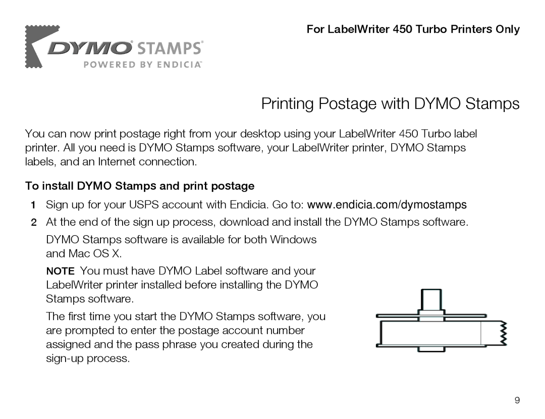 Dymo 450&450 turbo quick start Printing Postage with Dymo Stamps 