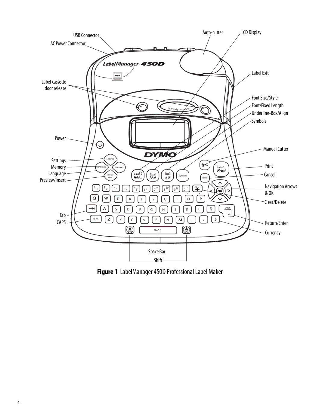 Dymo manual LabelManager 450D Professional Label Maker 