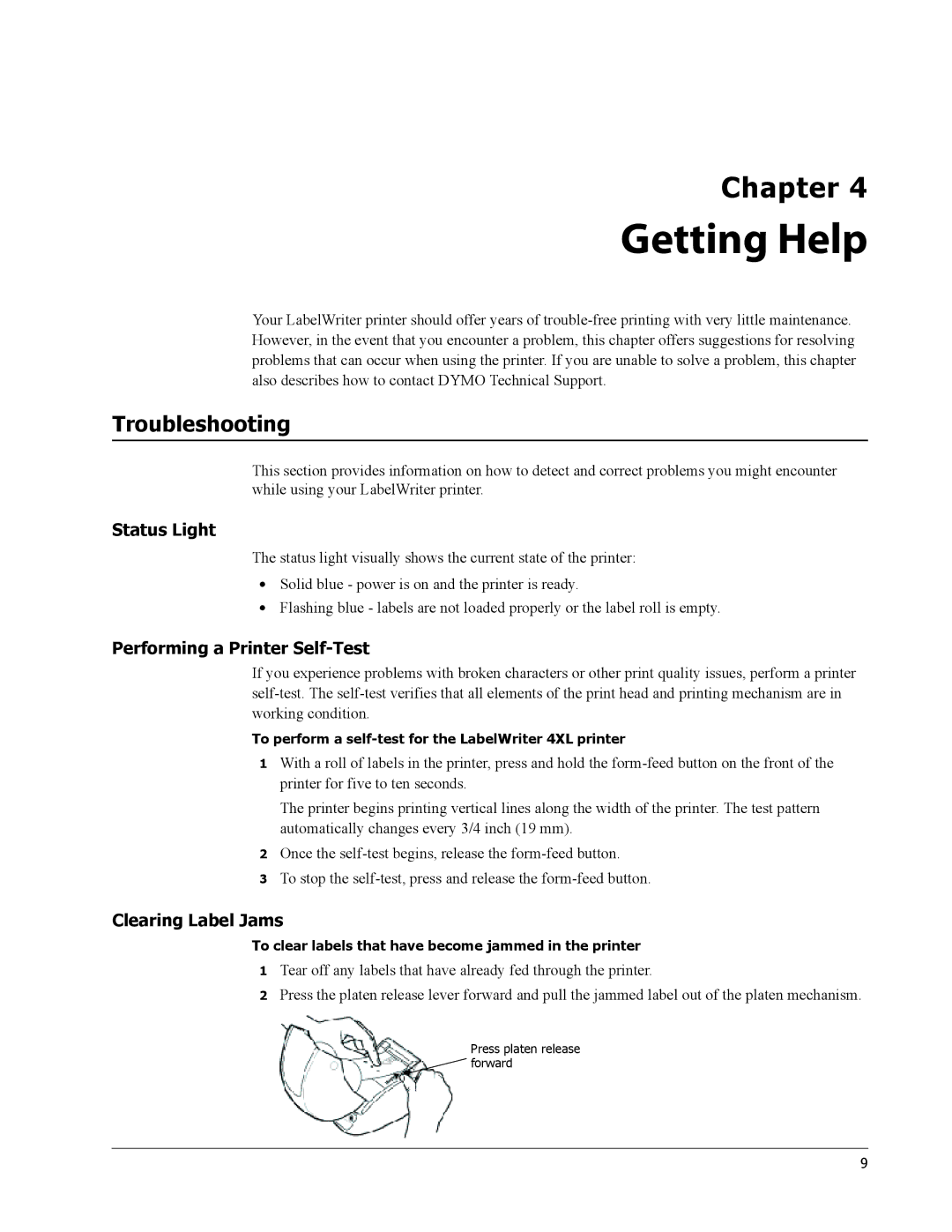Dymo 4XL manual Getting Help, Troubleshooting 
