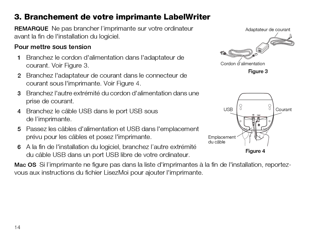 Dymo 4XL manual Branchement de votre imprimante LabelWriter 