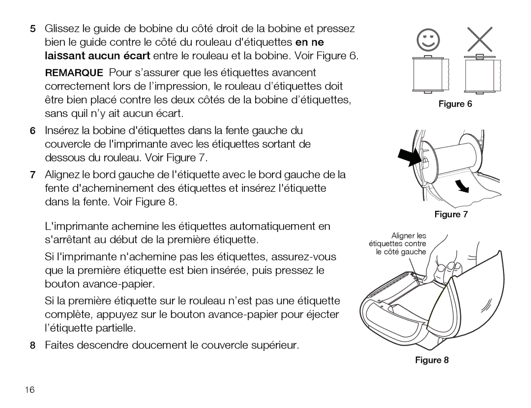 Dymo 4XL manual Aligner les étiquettes contre le côté gauche 