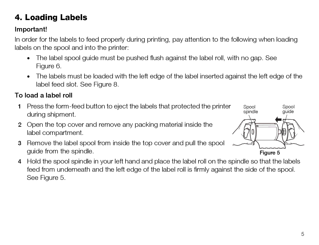 Dymo 4XL manual Loading Labels 