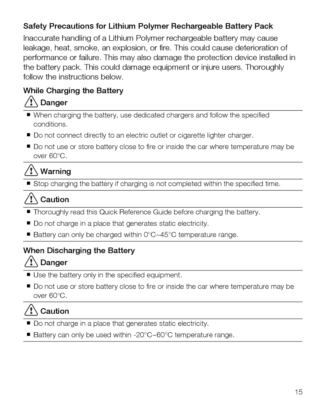 Dymo 500TS warranty When Discharging the Battery 