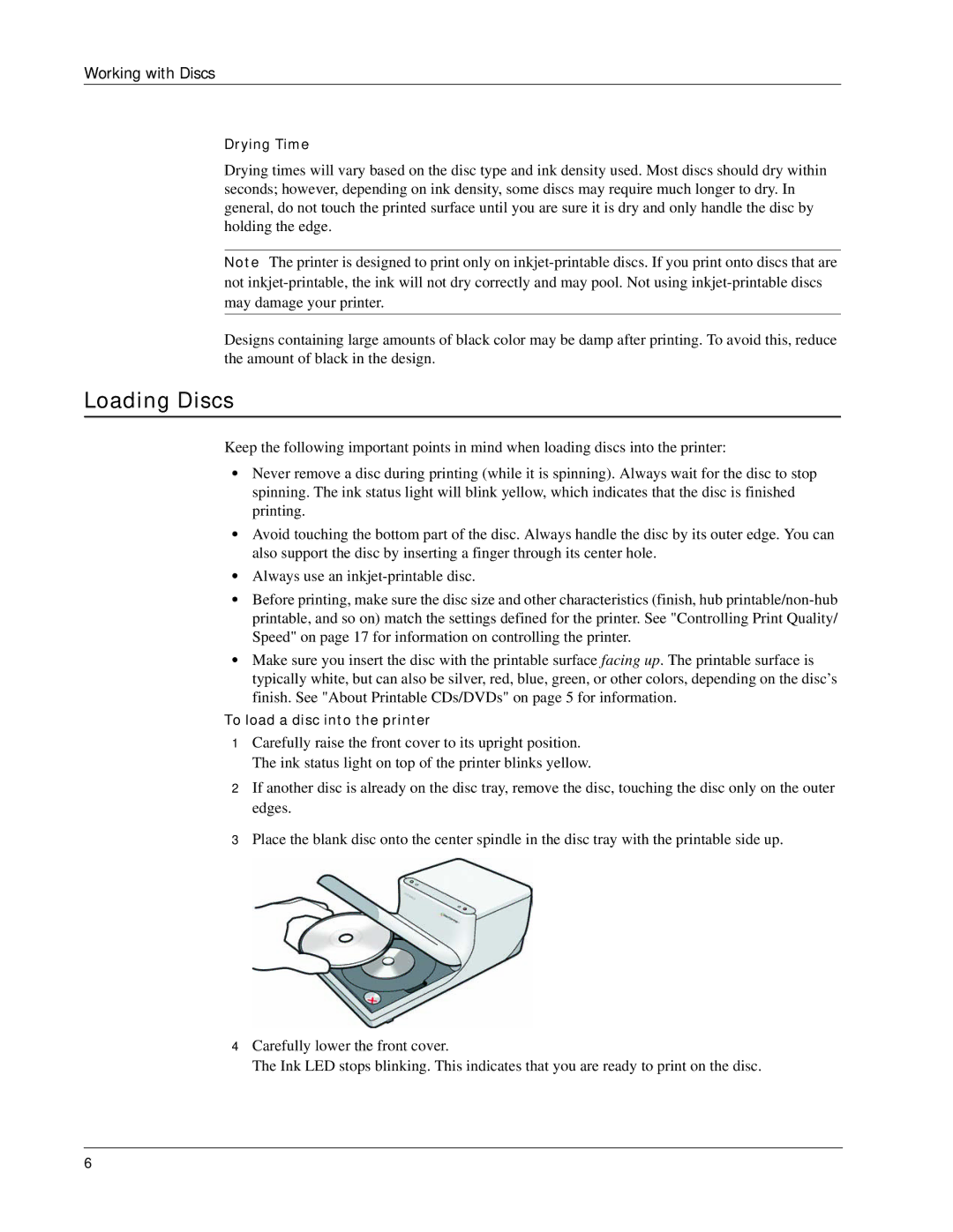 Dymo DiscPainter manual Loading Discs 