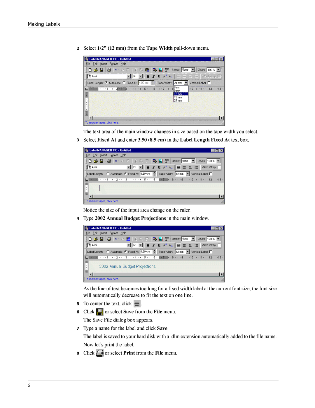 Dymo Label Manager PC manual Making Labels 