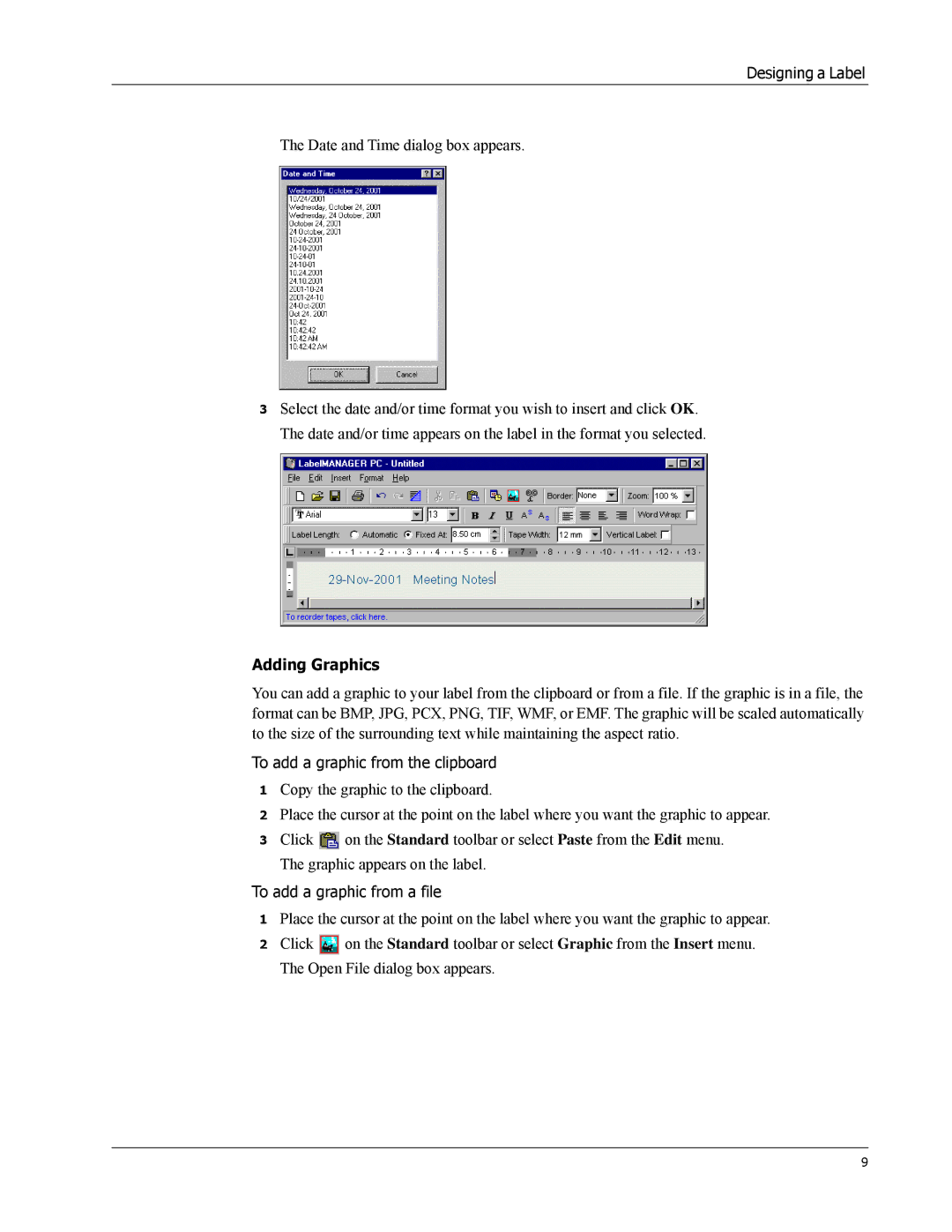 Dymo Label Manager PC manual Adding Graphics 