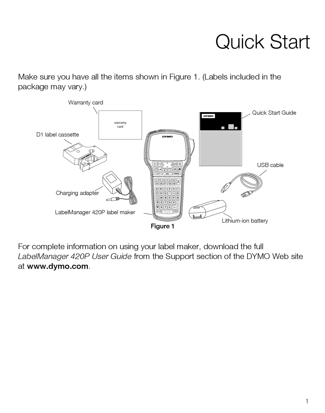 Dymo LabelManager420P quick start Quick Start 