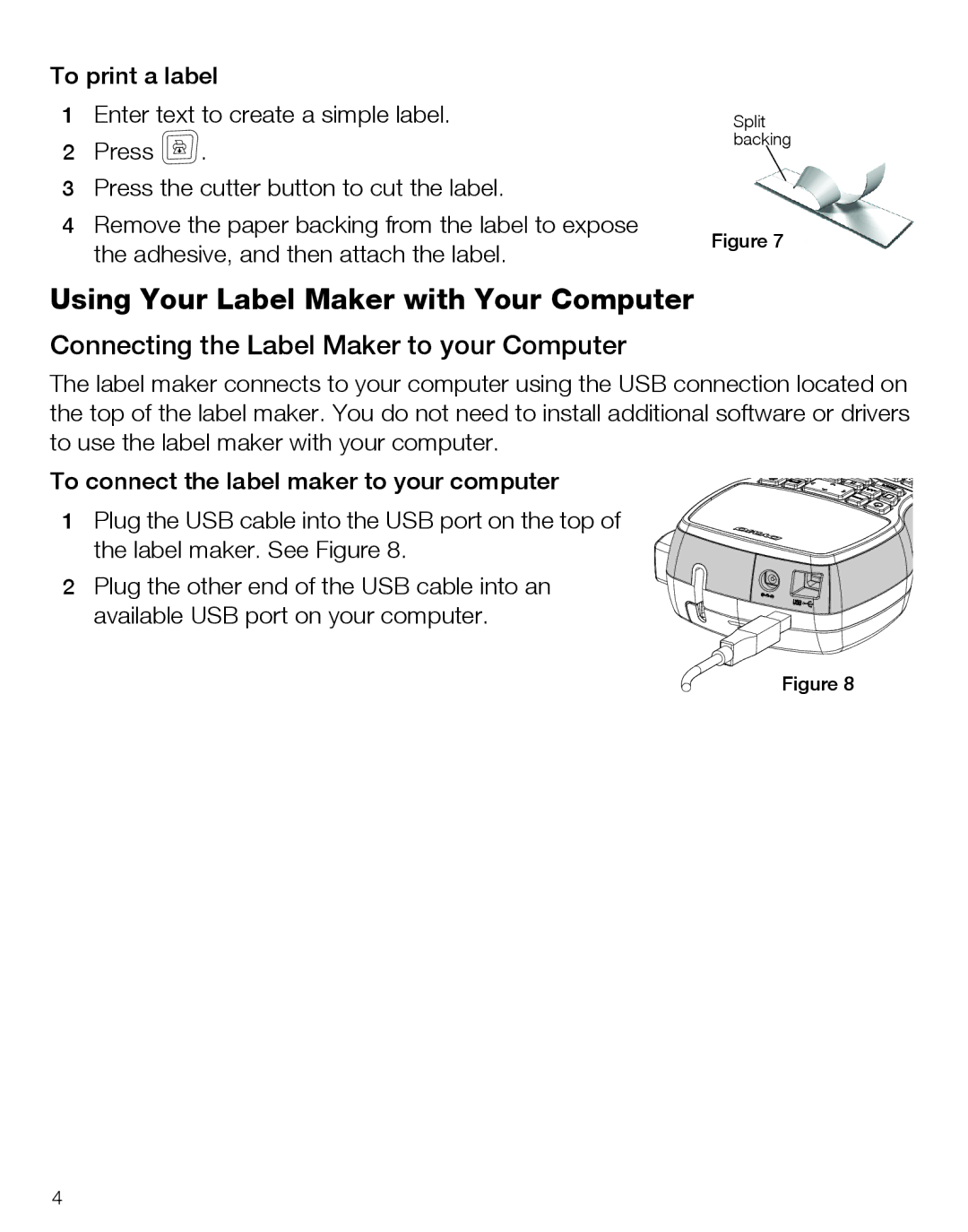 Dymo LabelManager420P quick start Using Your Label Maker with Your Computer, Connecting the Label Maker to your Computer 