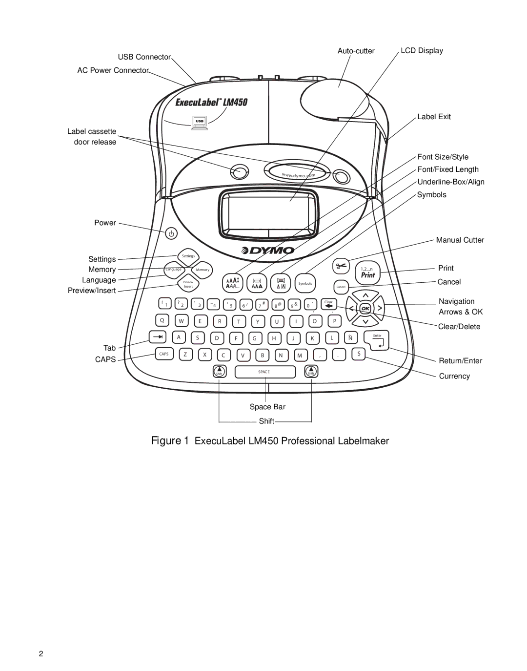 Dymo manual ExecuLabel LM450 Professional Labelmaker 