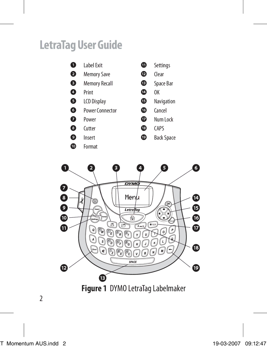 Dymo LT-100T manual LetraTag User Guide 