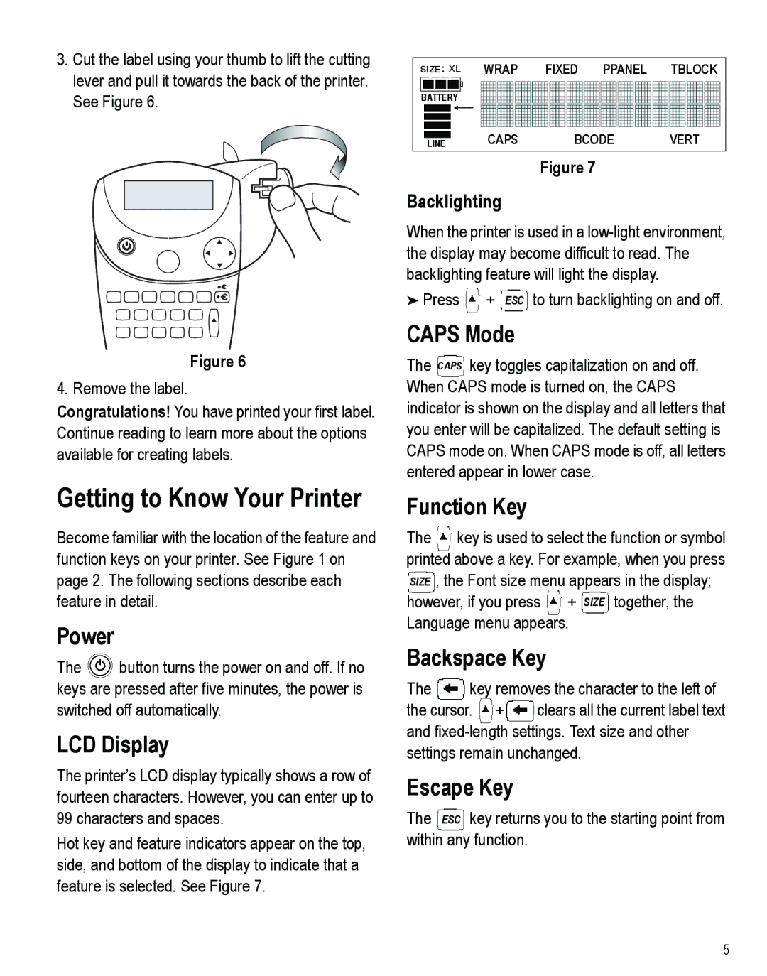 Dymo PRO 5000 manual Getting to Know Your Printer 