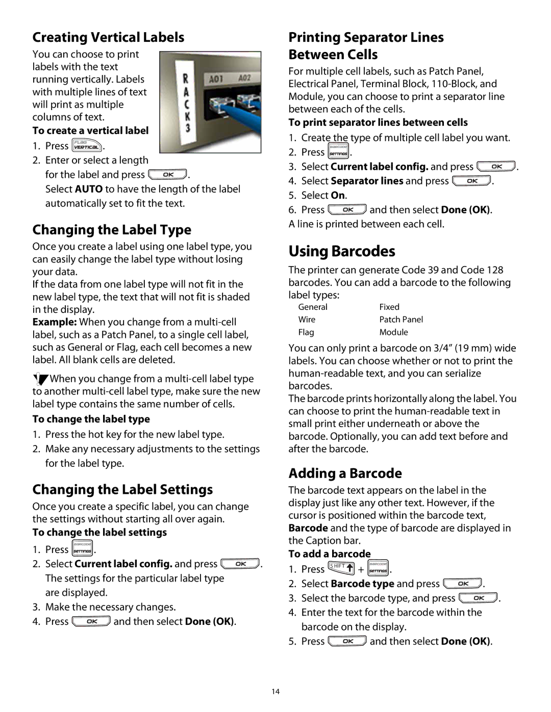 Dymo Rhino 5200 manual Using Barcodes 