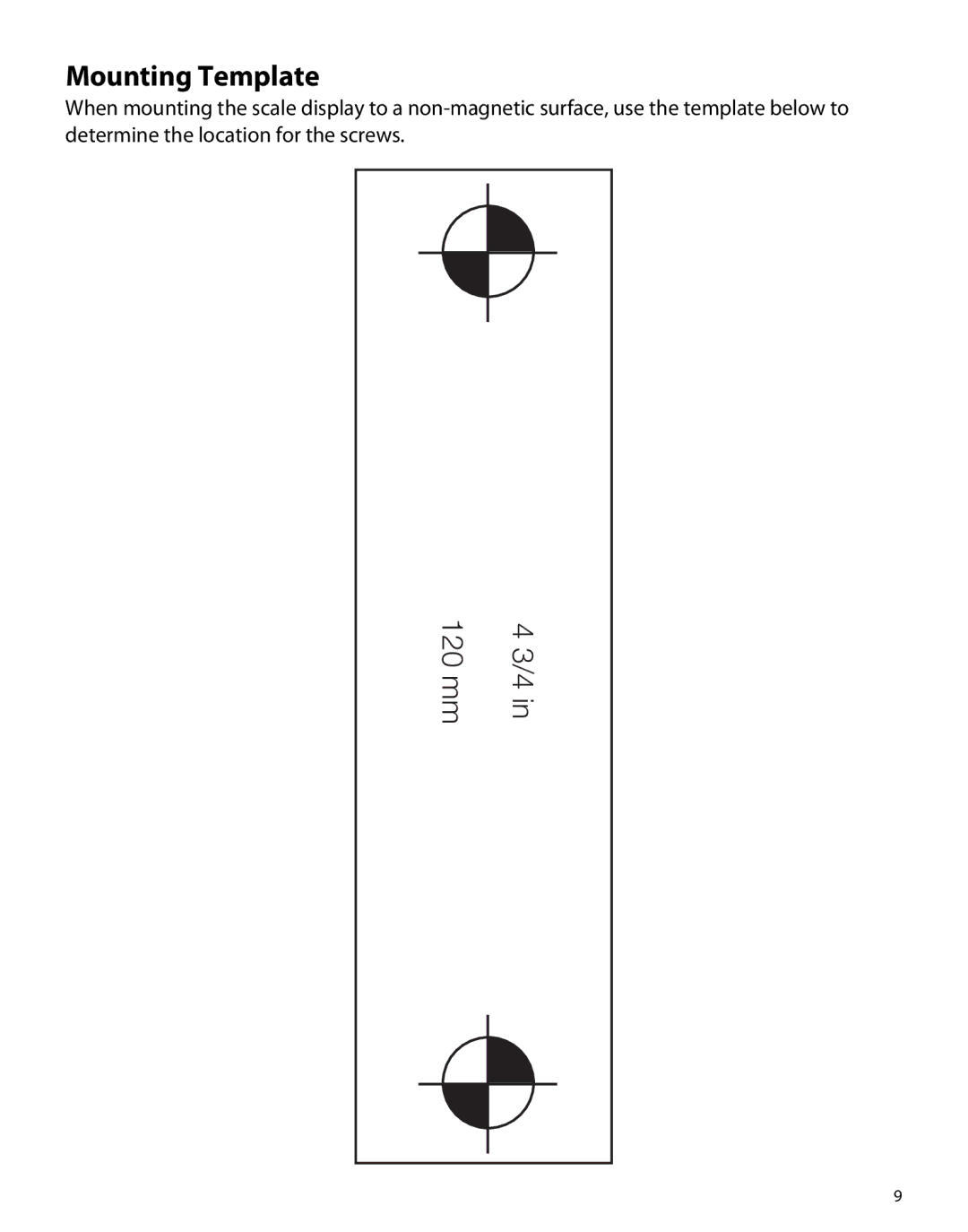 Dymo S100, S400, S250 manual Mounting Template 