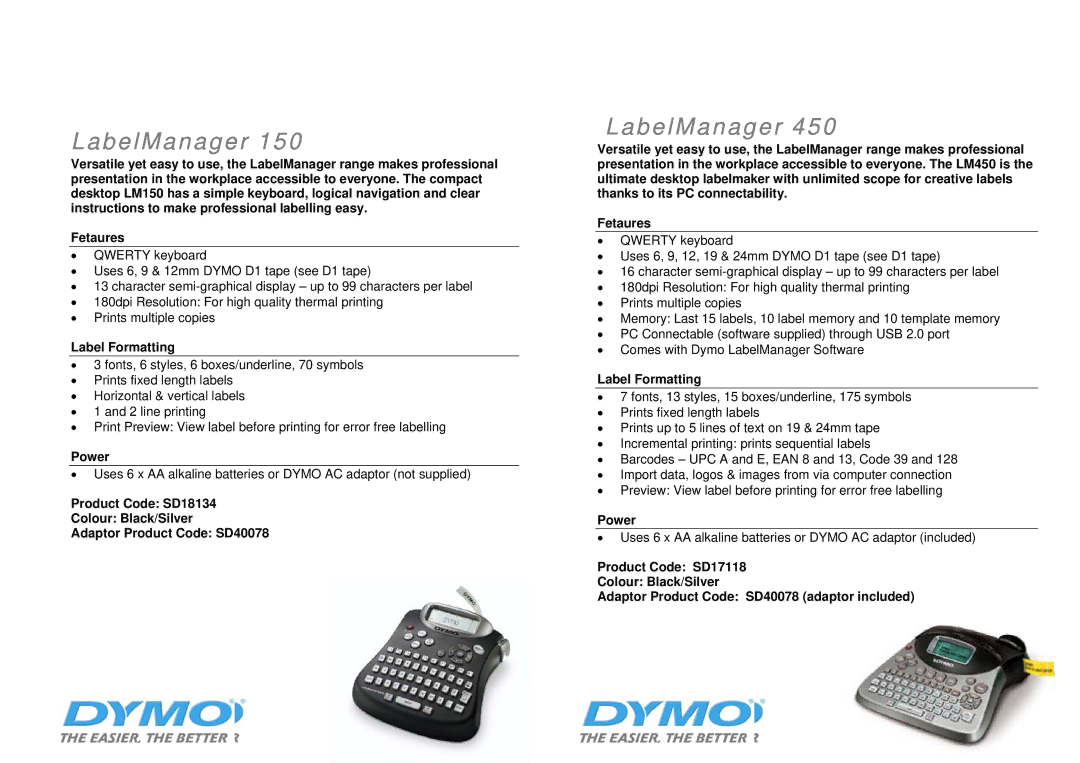 Dymo SD17293 manual LabelManager 