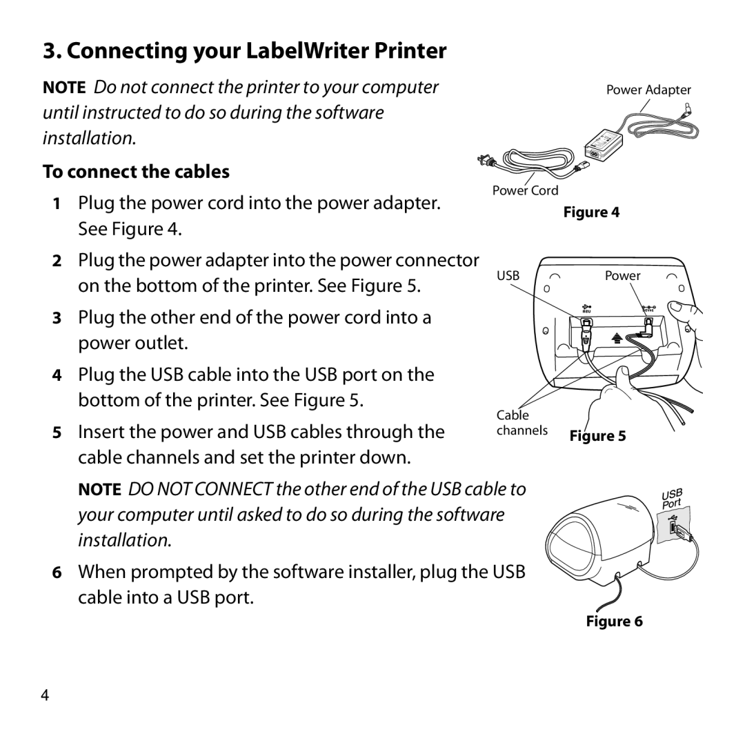 Dymo Twin Turbo quick start Connecting your LabelWriter Printer, To connect the cables 