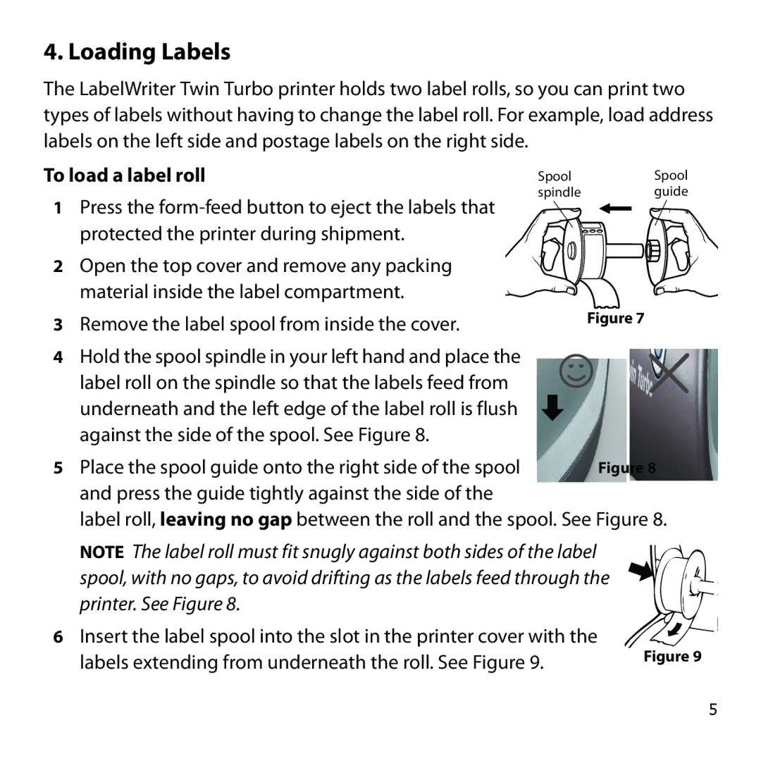 Dymo Twin Turbo quick start Loading Labels, To load a label roll 