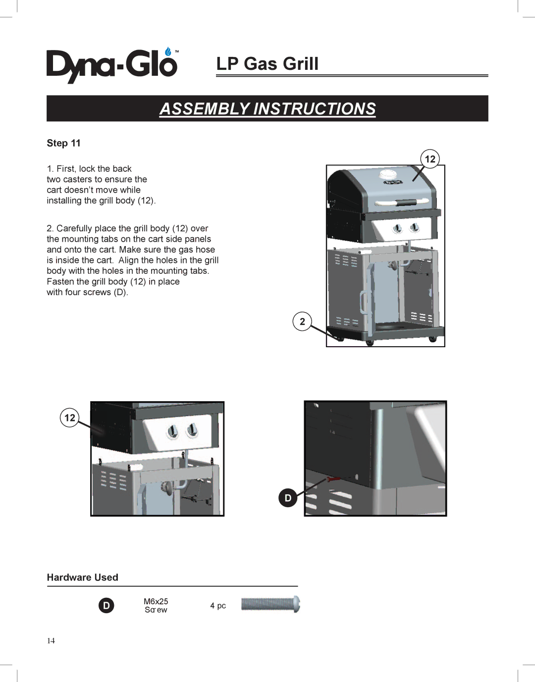 Dyna-Glo DGP350NP-D user manual M6x25 Scr ew 