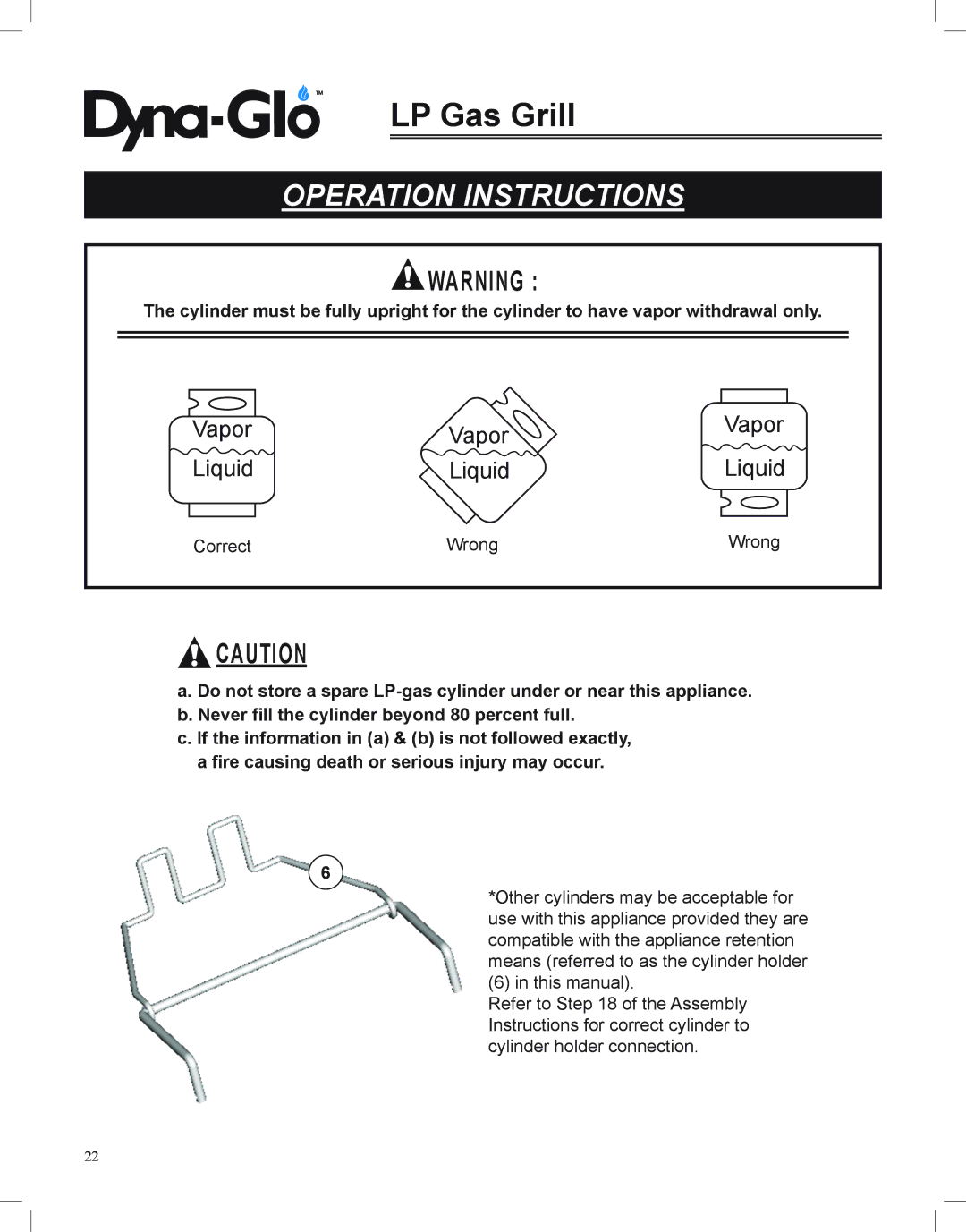 Dyna-Glo DGP350NP-D user manual VaporVaporVapor LiquidLiquidLiquid 