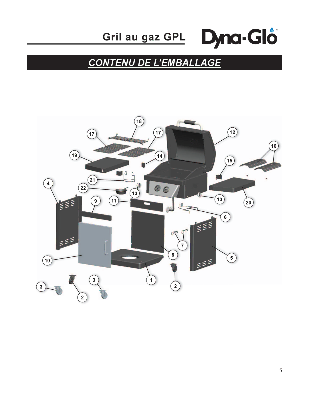 Dyna-Glo DGP350NP-D user manual Gril au gaz GPL 