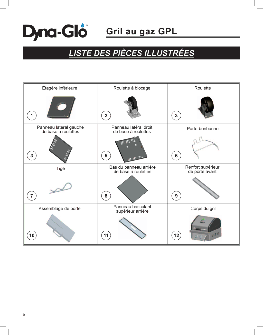 Dyna-Glo DGP350NP-D user manual Liste DES Pièces Illustrées 