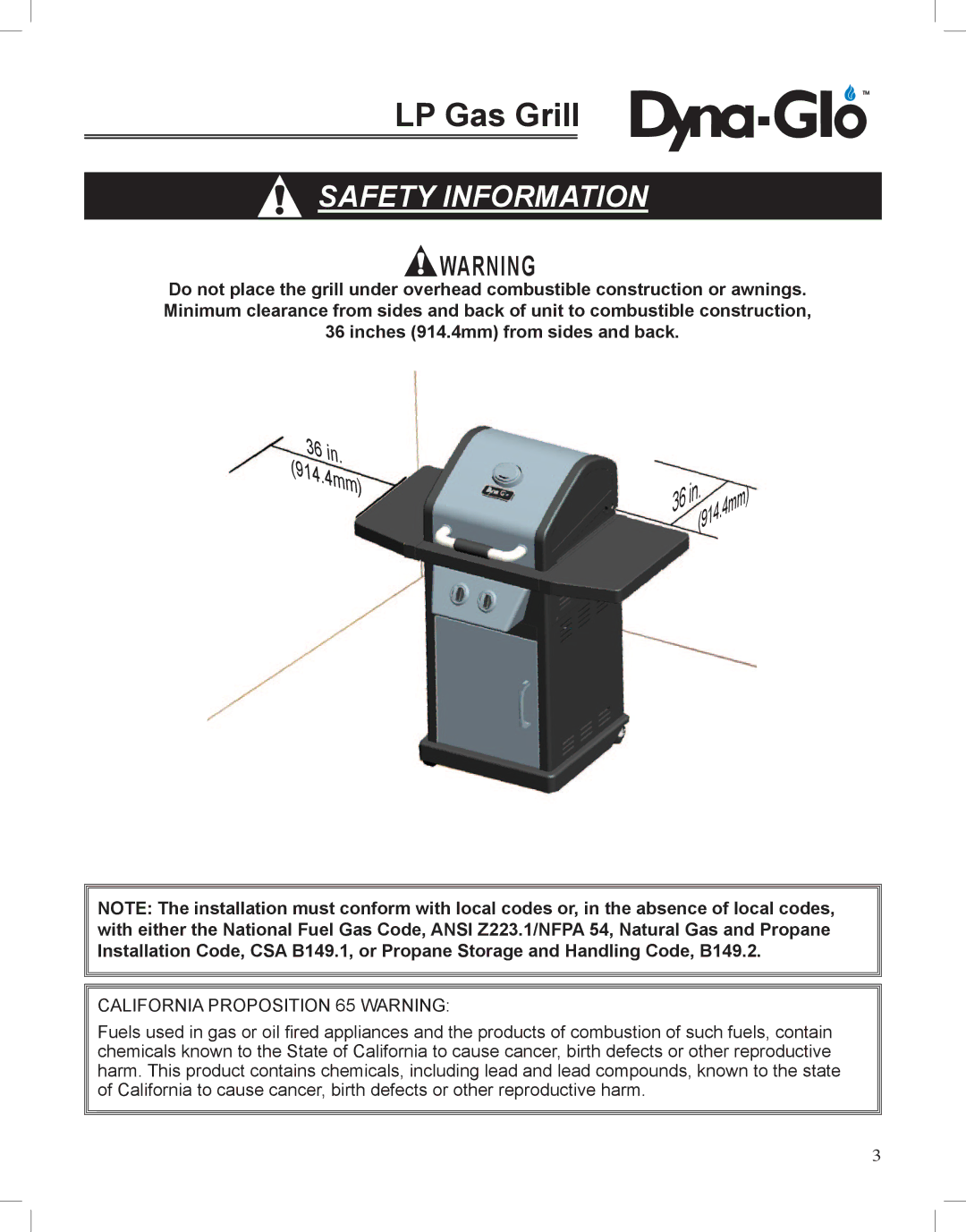 Dyna-Glo DGP350NP-D user manual 914.4mm 