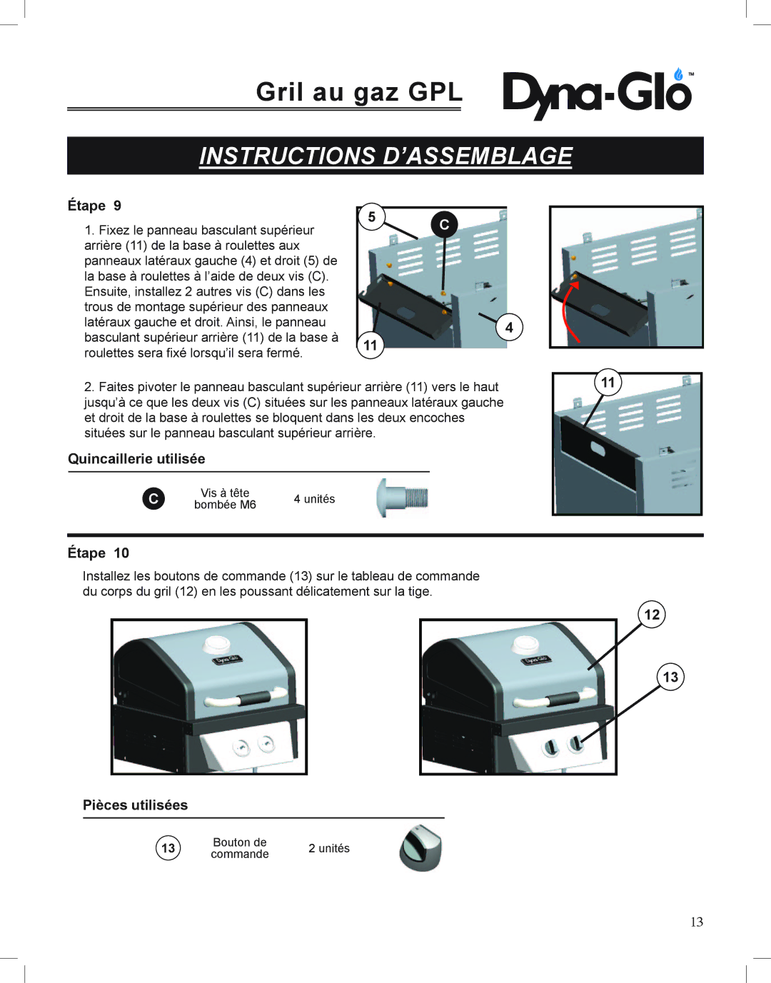 Dyna-Glo DGP350NP-D user manual Bouton de Unités Commande 