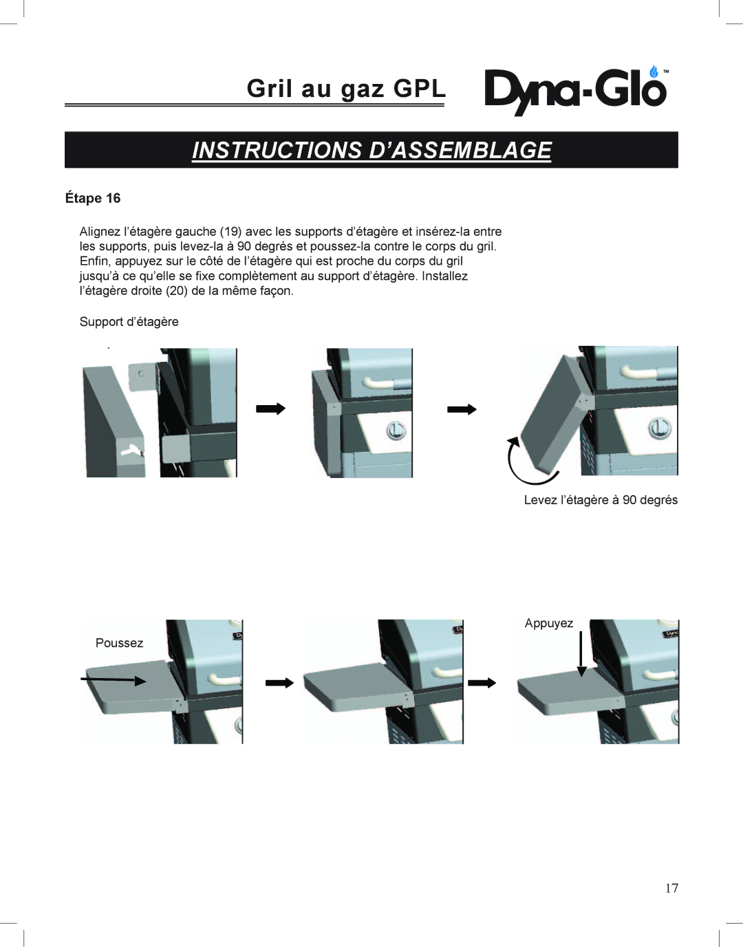 Dyna-Glo DGP350NP-D user manual Gril au gaz GPL 