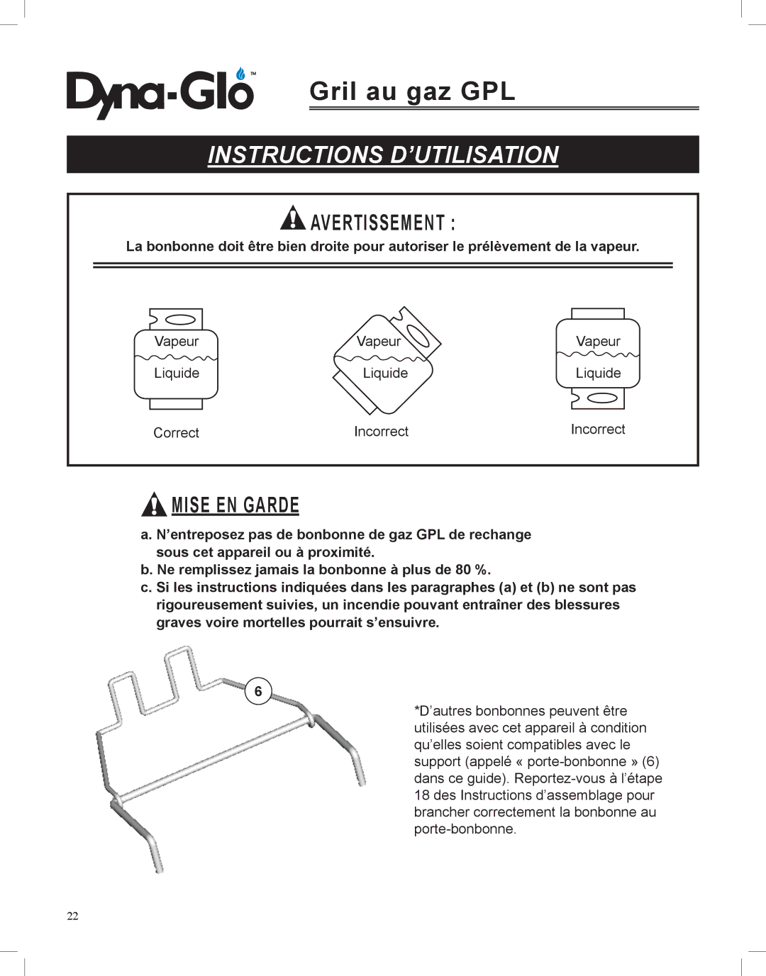 Dyna-Glo DGP350NP-D user manual Vapeur 