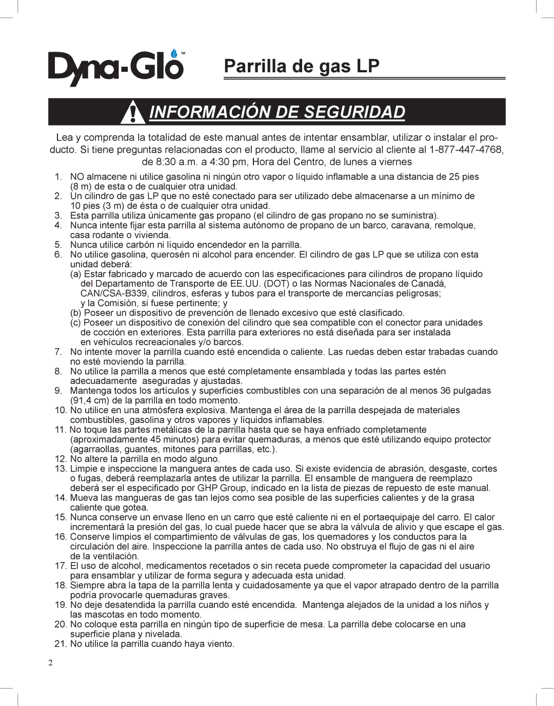 Dyna-Glo DGP350NP-D user manual Información DE Seguridad 