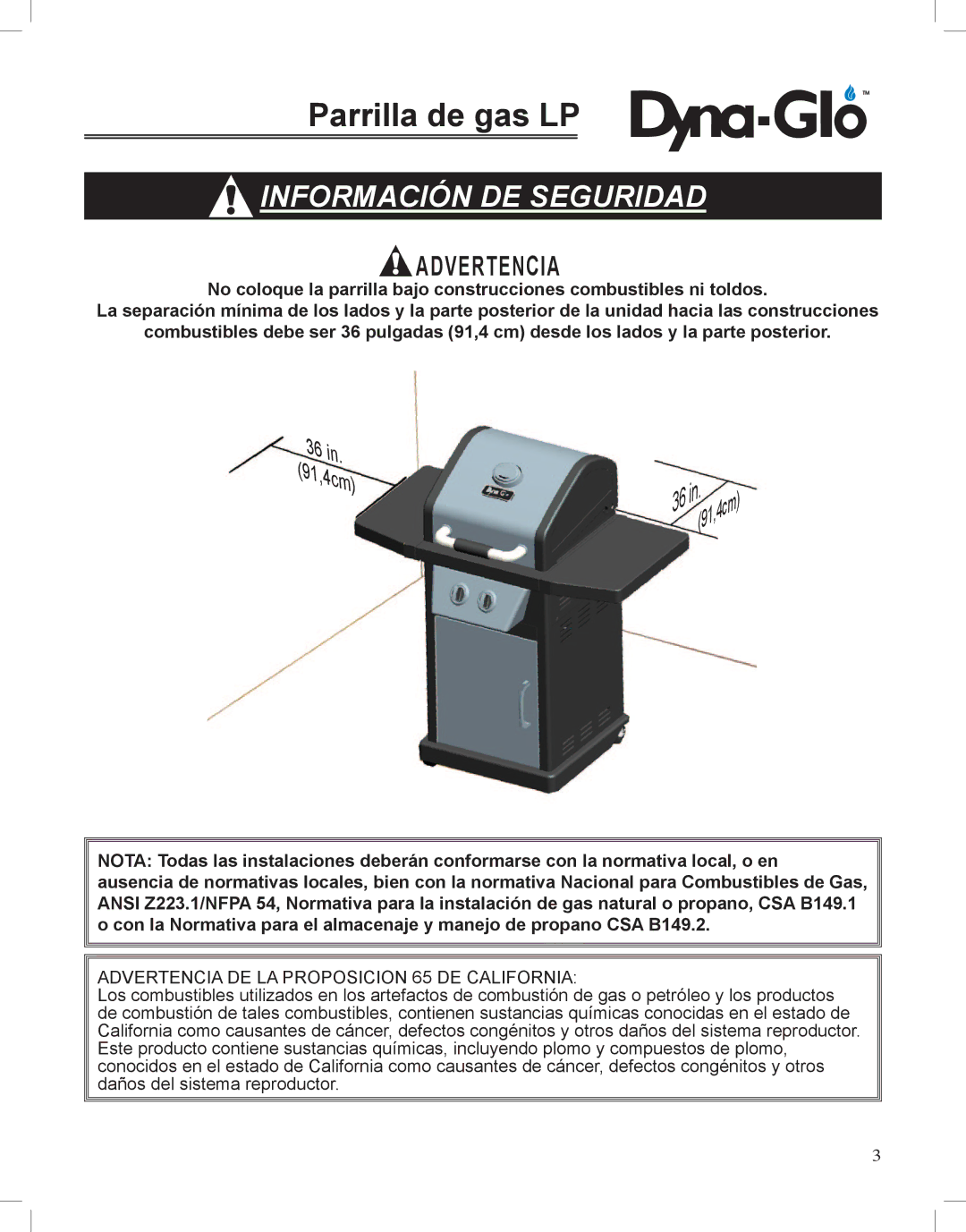 Dyna-Glo DGP350NP-D user manual Advertencia 