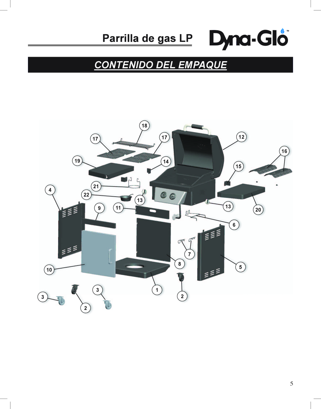 Dyna-Glo DGP350NP-D user manual Parrilla de gas LP 